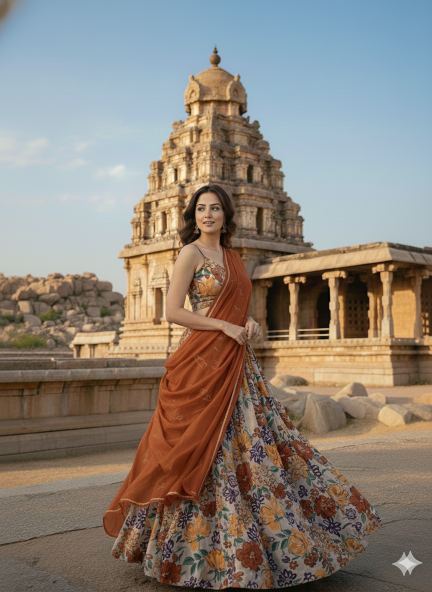 Sun-Drenched Floral & Mustard Organza Set