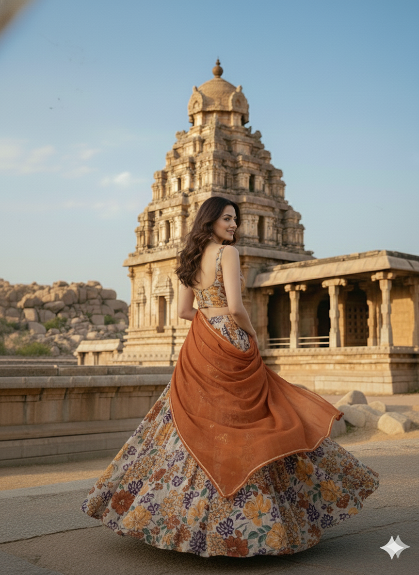 Sun-Drenched Floral & Mustard Organza Set