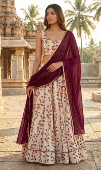 Ivory Floral Lehenga Set