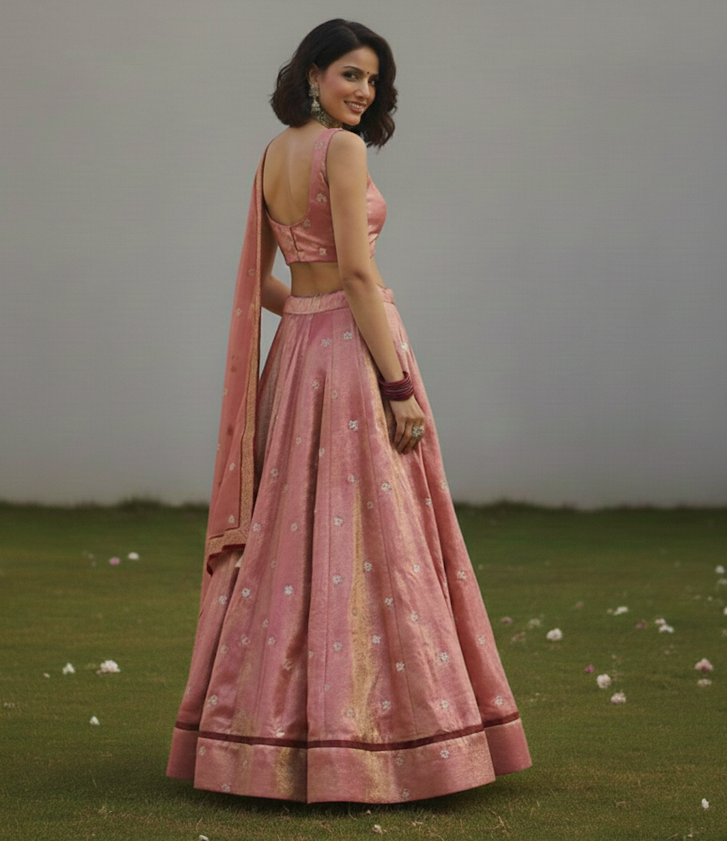 The Rose Gold Blossom Lehenga
