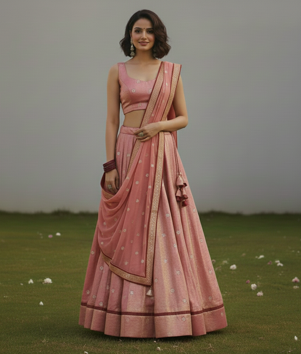 The Rose Gold Blossom Lehenga