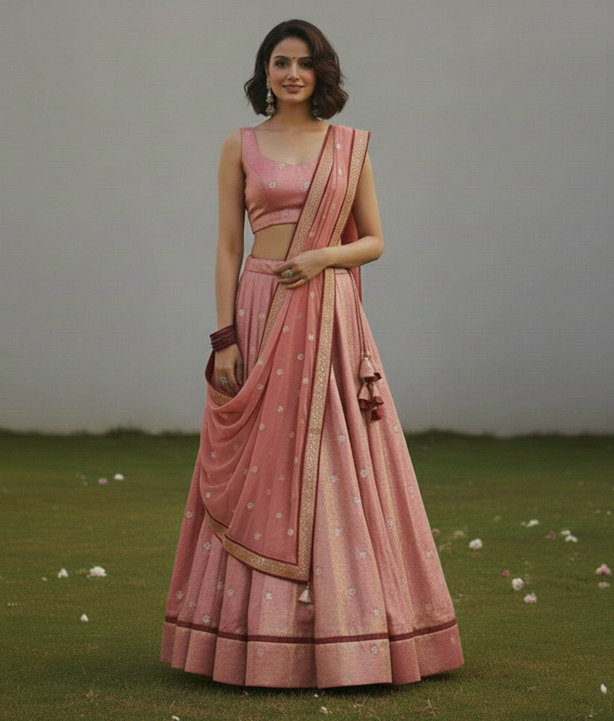 The Rose Gold Blossom Lehenga