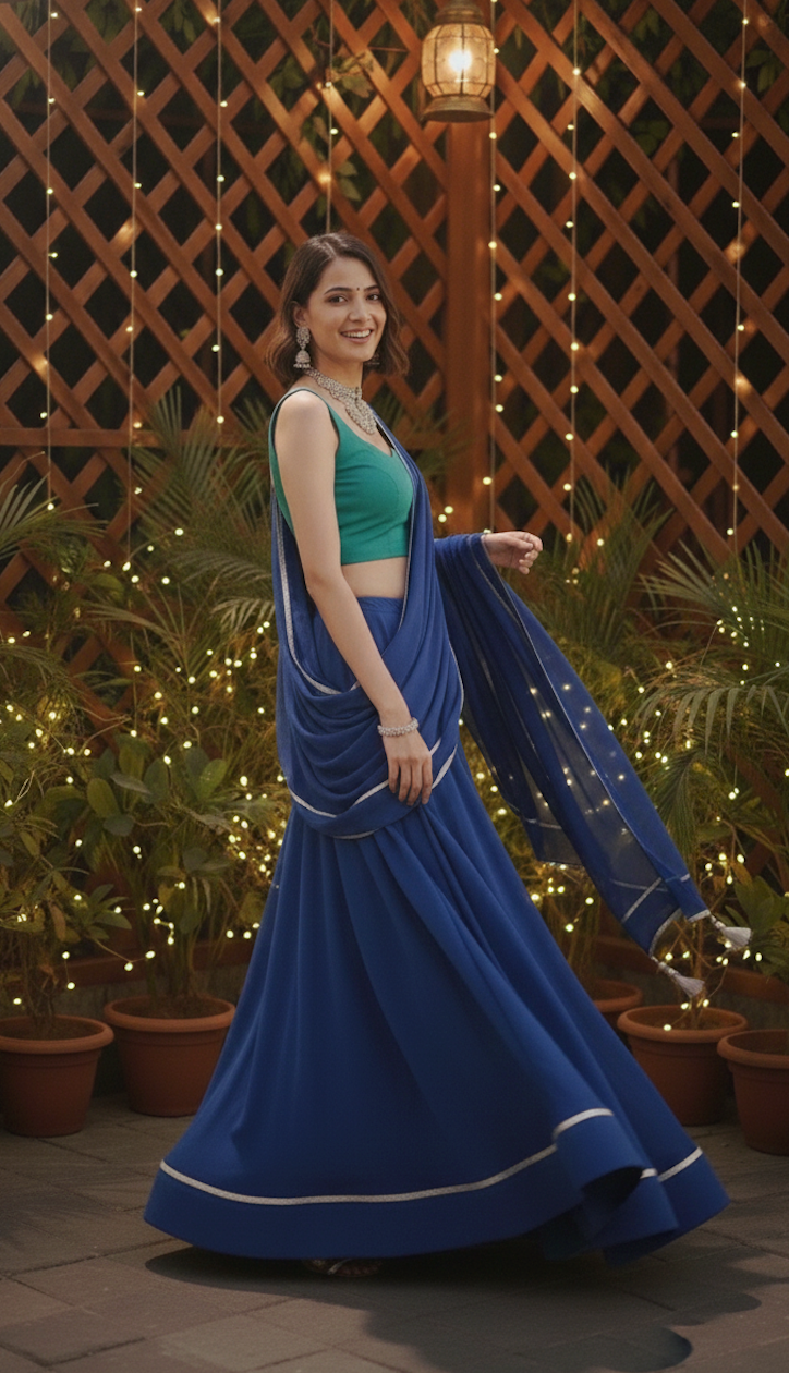 The Blue and Green Gota Lehenga Set