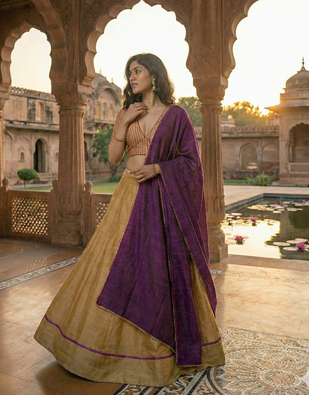 The Gold & Deep Purple Lehenga Set