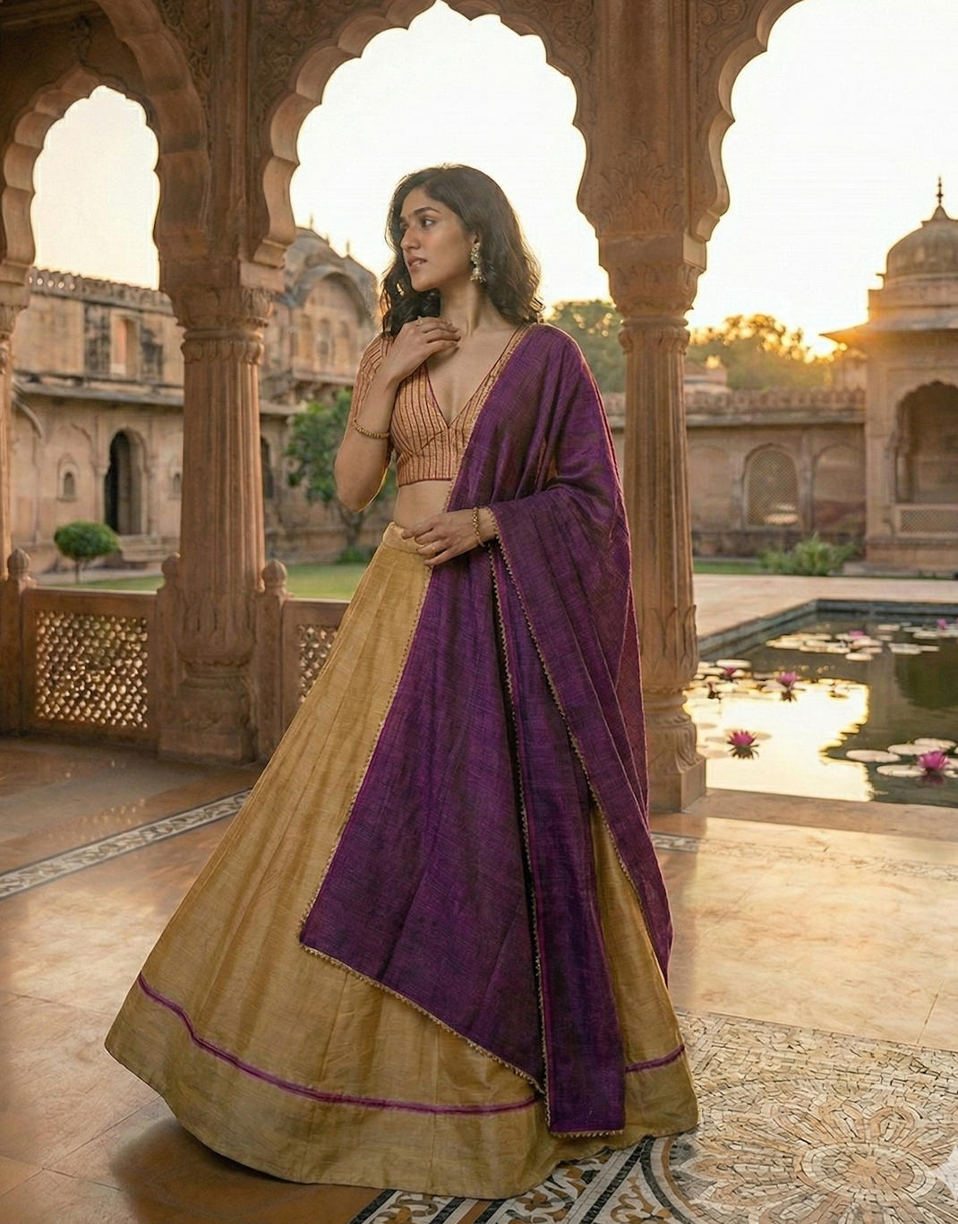 The Gold & Deep Purple Lehenga Set