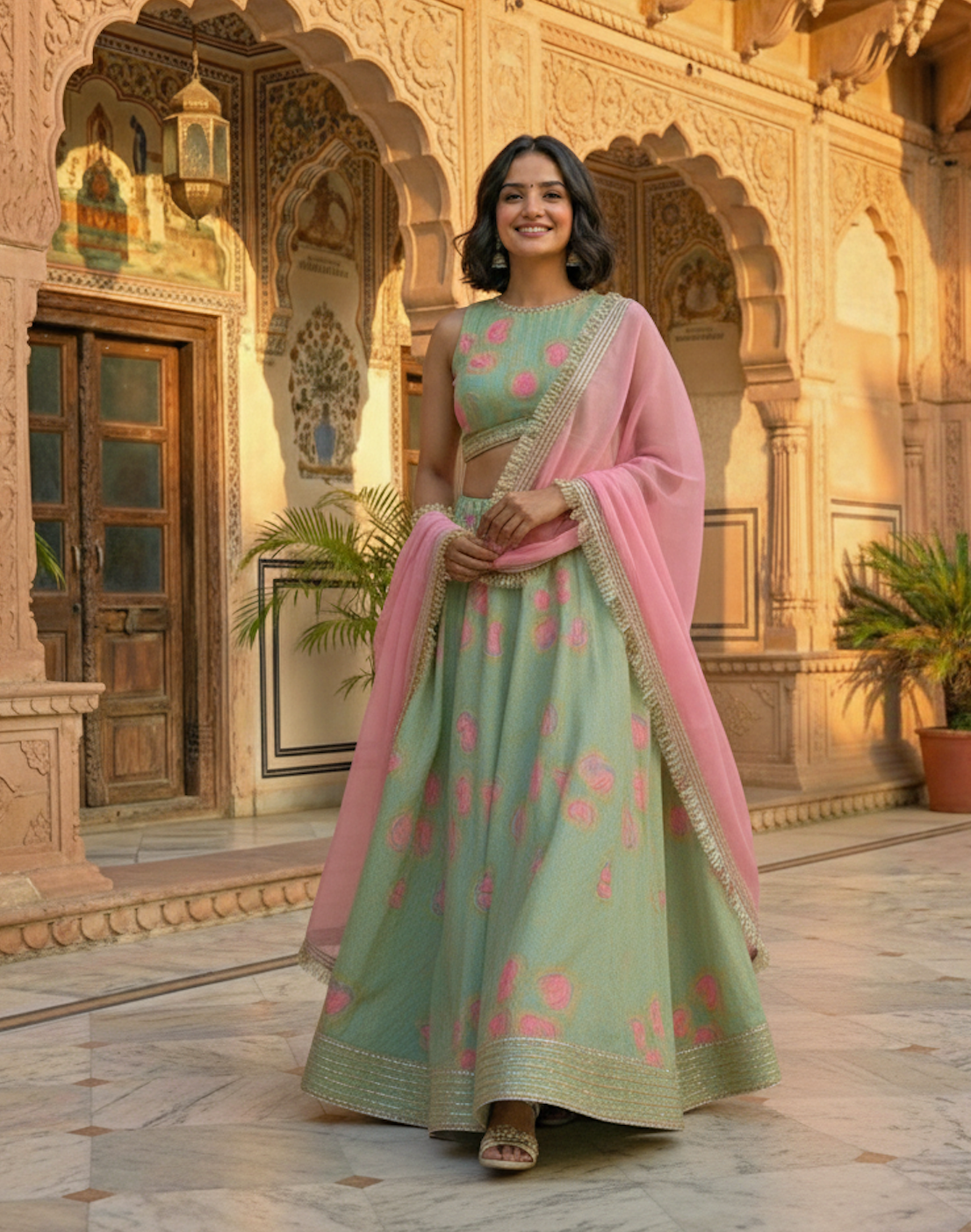 The Mint Floral Lehenga Set