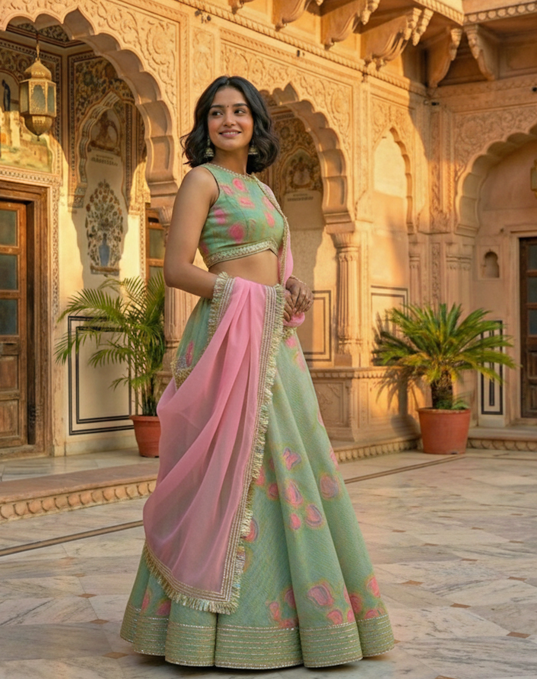 The Mint Floral Lehenga Set