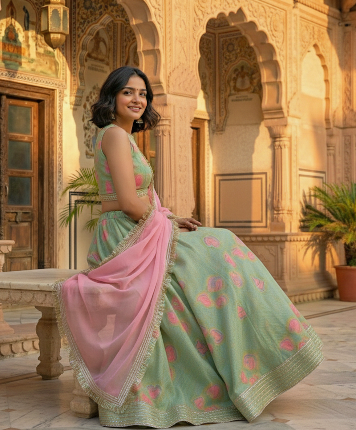 The Mint Floral Lehenga Set