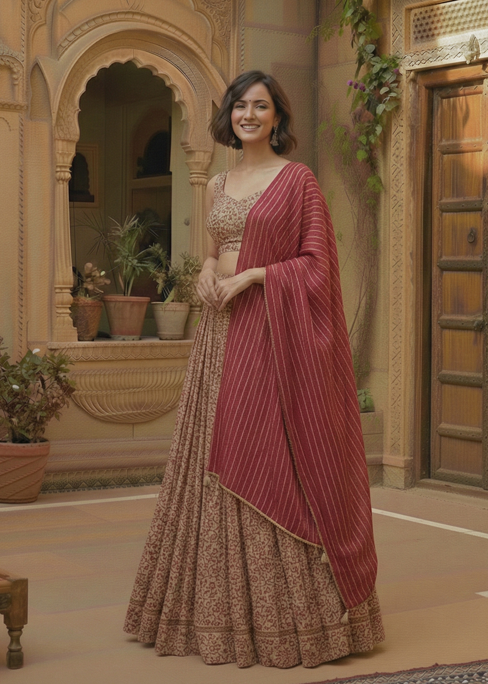 The "Rustic Bagh" Hand-Block Print Lehenga Set