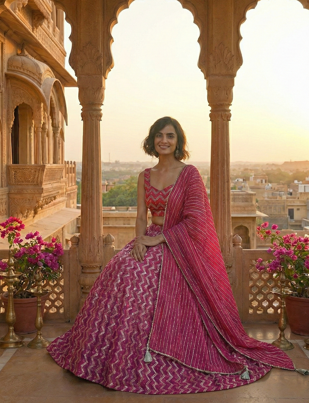 The Rani Pink & Silver Lehenga Set
