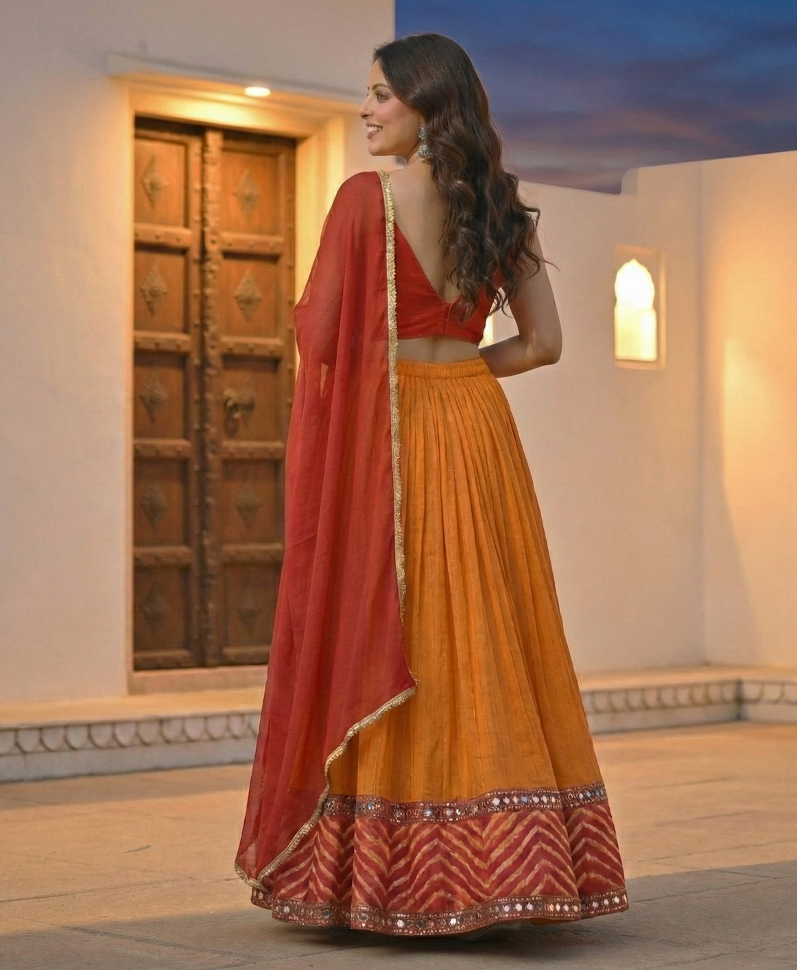 The Red & Orange Leheriya Set