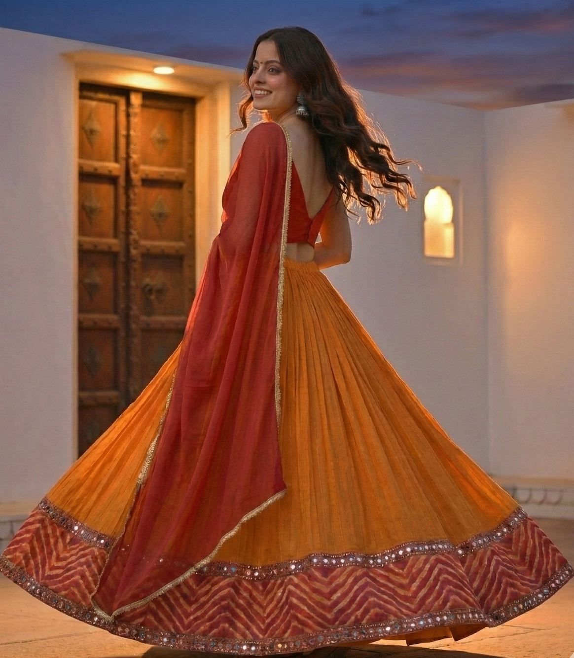 The Red & Orange Leheriya Set