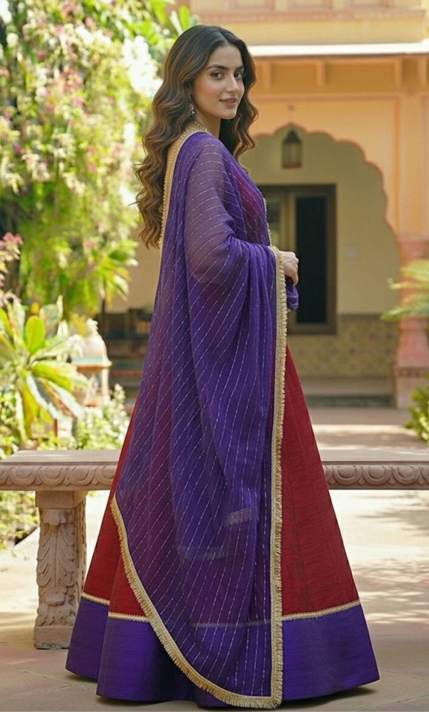 The Maroon & Purple Silk Set