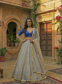 The Royal Blue & Silver-Grey Lehenga Set