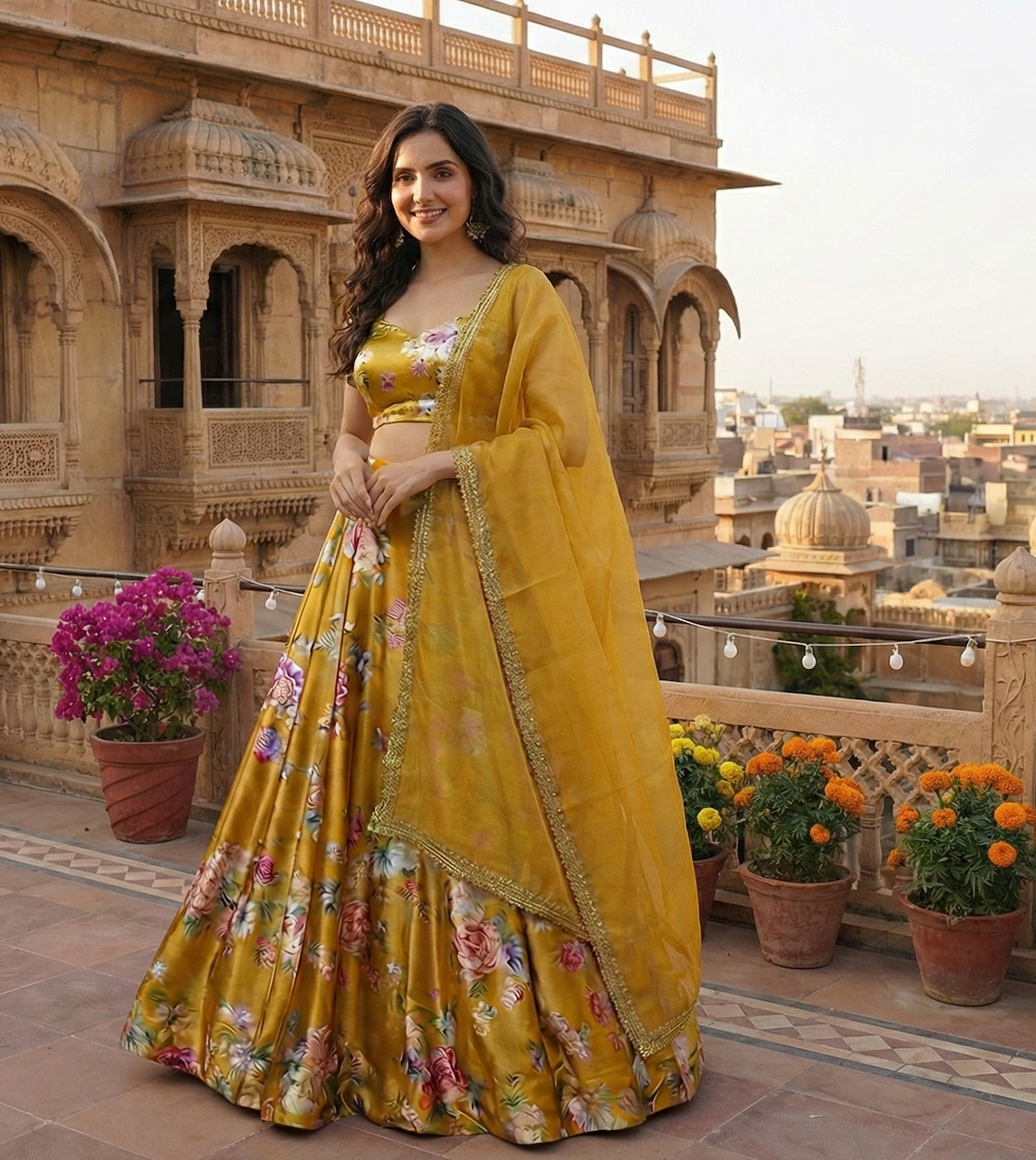 The Mustard Amber Printed Lehenga Set