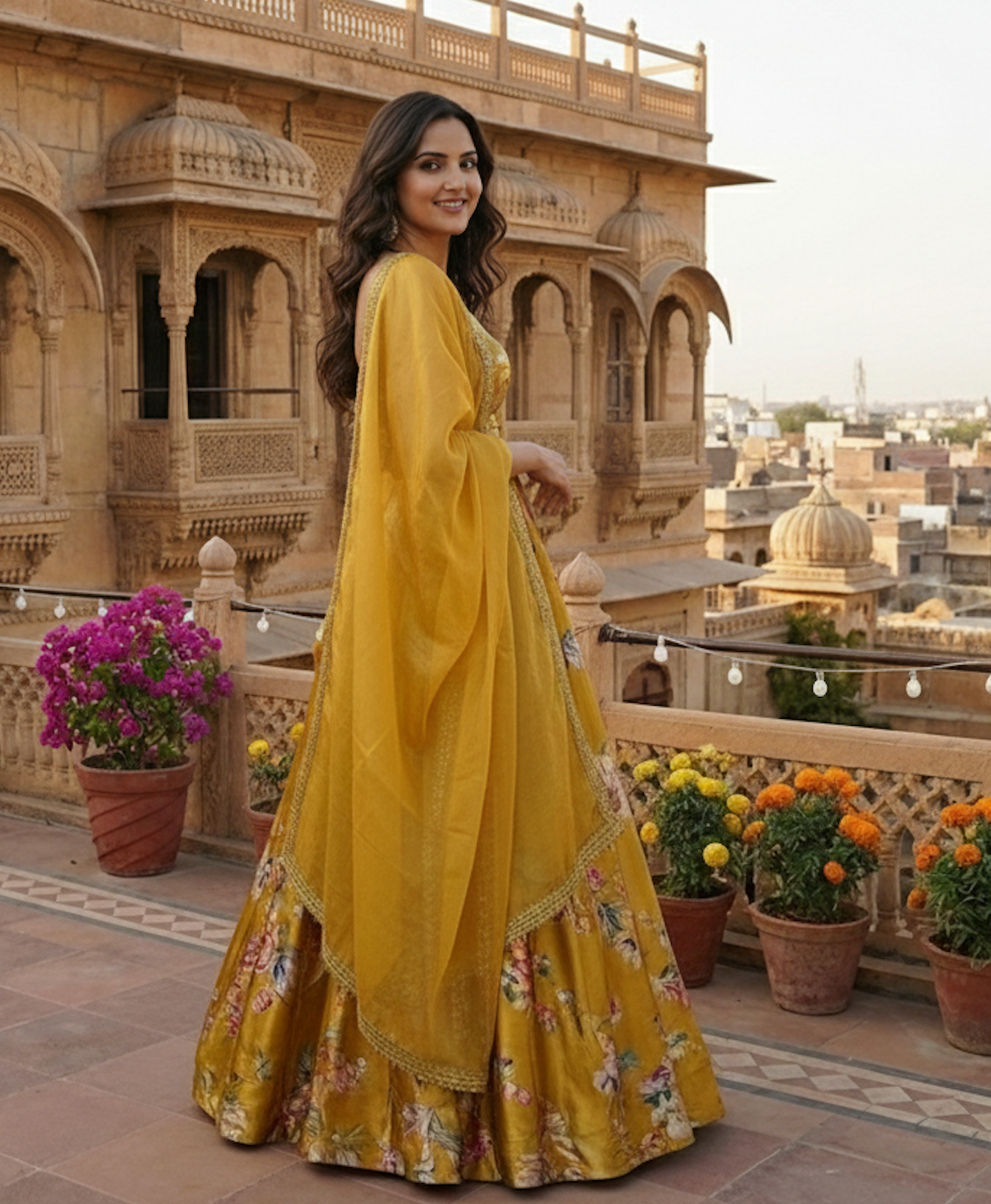 The Mustard Amber Printed Lehenga Set
