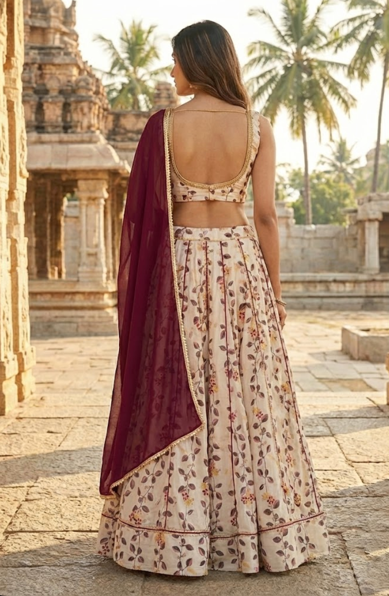 Ivory Floral Lehenga Set